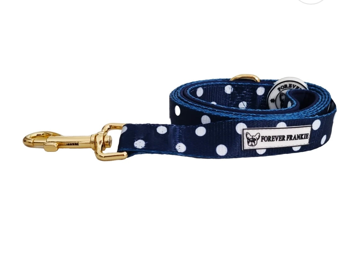 Navy Polka Dot - Dog Lead